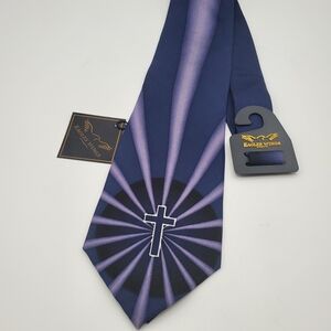 Eagles Wings Blue and Purple Christian Theme Cross  Men's Tie New w-tags